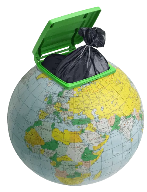 a compost bin in the style of a world globe