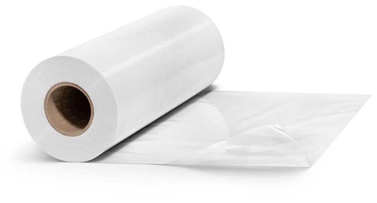 a roll of clear laminate film for food packaging
