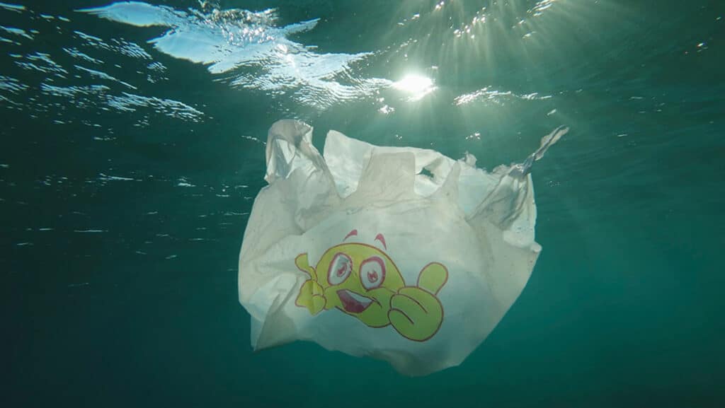 a plastic bag underwater