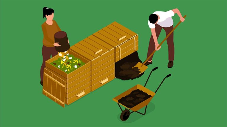 Animated couple composting