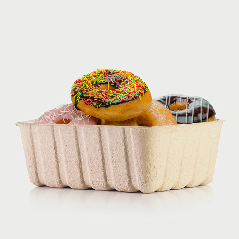 Paddy straw tray filled with donuts