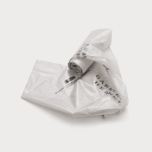 a roll of compostable clothing packaging